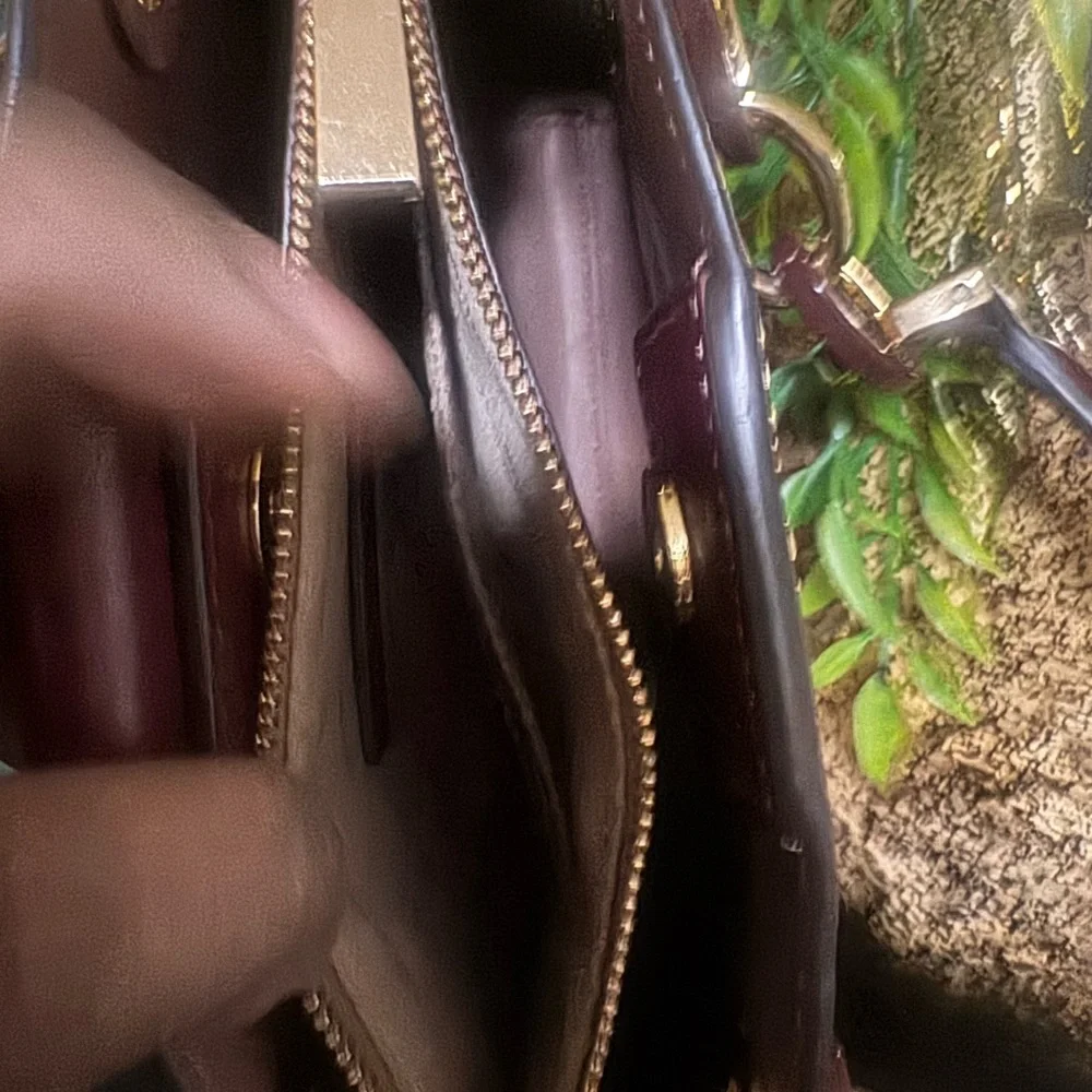 Michael Kors Burgundy Clutch with Gold Accents - Picture 7 of 7